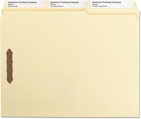 مجلد ملفات Smead SuperTab® Fastener، 2 مثبتات، كبير الحجم مقوى 1/3- شريط مقطوع، ارتفاع الدليل، حجم الحروف، مانيلا، 50 لكل صندوق (14535) in Saudi Arabia