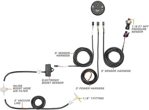 GlowShift 10 Color Digital Dual Dual Boost/Vacuum and Pressure Kit - تشمل أجهزة استشعار إلكترونية - شاشات LED متعددة الألوان - عدسة ملونة - 2-1/16 "(52 مم) in Saudi Arabia