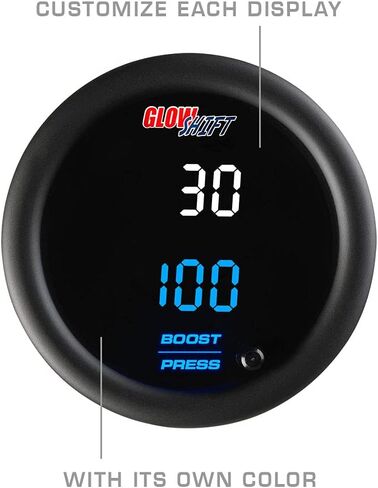 GlowShift 10 Color Digital Dual Dual Boost/Vacuum and Pressure Kit - تشمل أجهزة استشعار إلكترونية - شاشات LED متعددة الألوان - عدسة ملونة - 2-1/16 "(52 مم) in Saudi Arabia