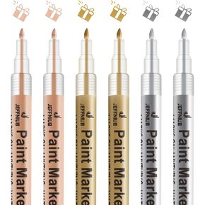 JEFFNIUB Paint Markers White/Black/Gold/Silver, 4Pcs Jumbo Acrylic Paint Markers Nibs 15mm, Acrylic Paint Pens for Stone, Metal, Wood, Glass, Canvas, Posters Supplies in Kuwait