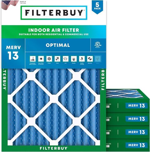 FilterBuy 18x24x2 Filter Filter MERV 13 (MPR 1900) استبدال الدفاع الصحي (5 عبوات) ، مرشحات فرن HVAC AC المغطاة بالكهرباء ، مصنوعة في الولايات المتحدة الأمريكية (الحجم الفعلي: 17.38 × 23.38 × 1.75) in Kuwait