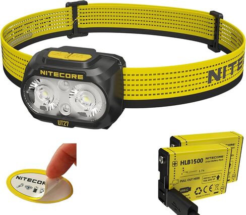 Nitecore UT27 Pro 800 Lumen Running Headlamp, Black, USB-C Rechargeable, Lightweight Perfect for Ultra-Trail, Hiking with White Light, Warm Light, and Red Light Sticker in Kuwait
