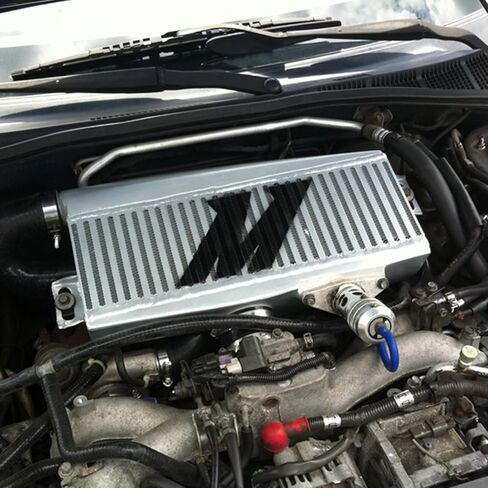 mishimoto mmtmic-wrx-01slbk top-mount interbooler يناسب سوبارو wrx/sti 2001-2007 Silver Cooler ، خرطوم أسود in Saudi Arabia