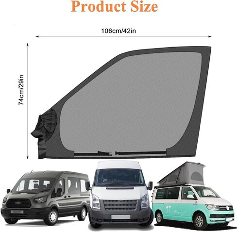 Magnetic Van Window Bug Screens, 1 Pair (2pcs) Universal Caravan Front Door Bug Screen Breathable Truck Side Window Breathable Mesh Net for Sprinter Transit Metris Promaster and Other Vans in Saudi Arabia