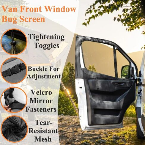 Magnetic Van Window Bug Screens, 1 Pair (2pcs) Universal Caravan Front Door Bug Screen Breathable Truck Side Window Breathable Mesh Net for Sprinter Transit Metris Promaster and Other Vans in Saudi Arabia