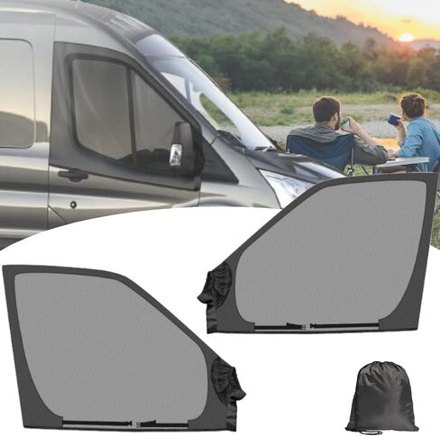 Magnetic Van Window Bug Screens, 1 Pair (2pcs) Universal Caravan Front Door Bug Screen Breathable Truck Side Window Breathable Mesh Net for Sprinter Transit Metris Promaster and Other Vans in Saudi Arabia