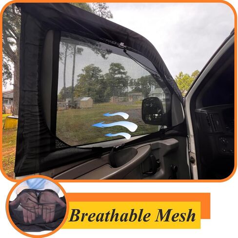 Magnetic Van Window Bug Screens, 1 Pair (2pcs) Universal Caravan Front Door Bug Screen Breathable Truck Side Window Breathable Mesh Net for Sprinter Transit Metris Promaster and Other Vans in Saudi Arabia
