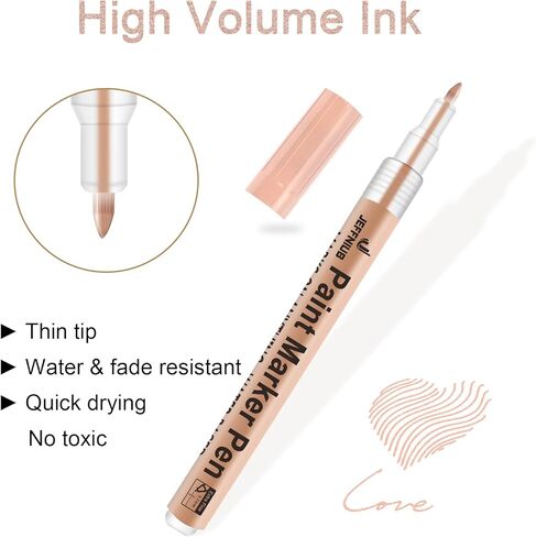 JEFFNIUB Paint Markers White/Black/Gold/Silver, 4Pcs Jumbo Acrylic Paint Markers Nibs 15mm, Acrylic Paint Pens for Stone, Metal, Wood, Glass, Canvas, Posters Supplies in Kuwait