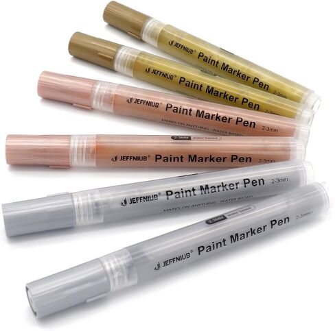 JEFFNIUB Paint Markers White/Black/Gold/Silver, 4Pcs Jumbo Acrylic Paint Markers Nibs 15mm, Acrylic Paint Pens for Stone, Metal, Wood, Glass, Canvas, Posters Supplies in Kuwait