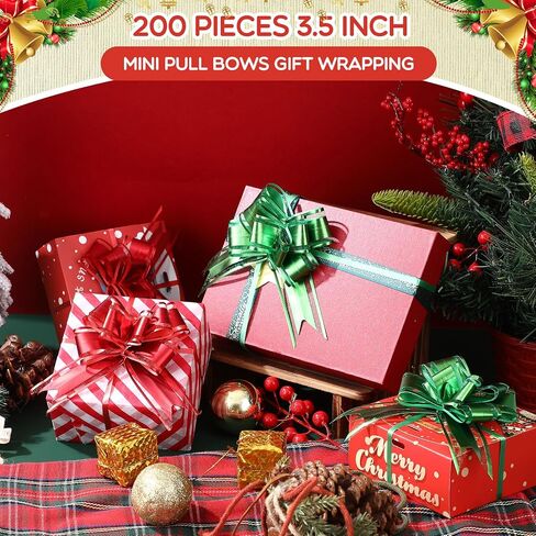 200 Pieces 3.5 Inch Mini Pull Bows Gift Wrapping Butterfly Knot Bows for Gift Wrapping Gift Bows Gold Gift Wrap Bows Decorative Bows for Holiday Wedding Birthday Presents Baskets Decorations in Saudi Arabia