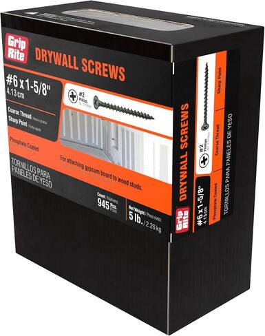 Grip-Rite 158CDWS5 #6 X 1-5/8 بوصة فيليبس بوغل رئيس خشن خيط حاد نقطة دريوال برغي، صندوق 5 رطل in Saudi Arabia