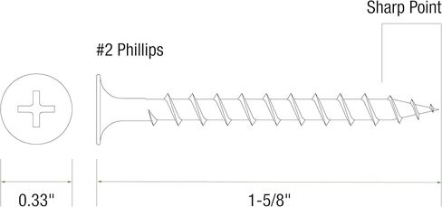 Grip-Rite 158CDWS5 #6 X 1-5/8 بوصة فيليبس بوغل رئيس خشن خيط حاد نقطة دريوال برغي، صندوق 5 رطل in Saudi Arabia