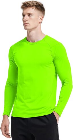 Men Long Sleeve Athletic Shirt, Crewneck Running T-Shirts Fitted, Moisture Wicking Base Layer Workout Tee Dry Fit in Saudi Arabia