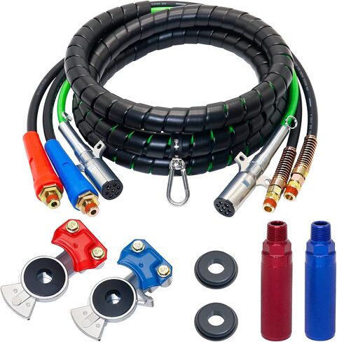 15FT Air Line Hose Kits, Dazakoot 3 in 1 Air Line for Truck Tractor Trailer, 7 Way ABS Electrical Cable and Semi AirLine Assembly with Aluminum Extension Handles and Emergency Glad Hands in Saudi Arabia
