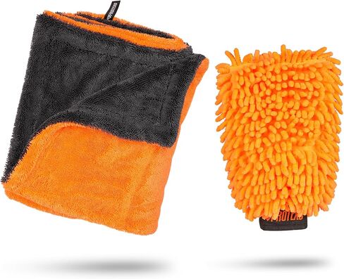 24 "X36" Twisted Loop Car Drying Payel & Wash Mitt | 1200GSM سميكة وامتصاص مناشف بالتفصيل | قطعة قماش كبيرة لتنظيف الألياف الدقيقة للغسيل والتلميع | خرق الألياف الصغيرة لرعاية السيارات in Saudi Arabia