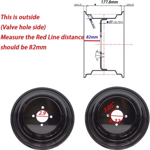 12x7 ATV RIMS UTV عجلات 12 "حافة الصلب الأمامية أو الخلفية 4/110 12 × 7 إزاحة 4+3 لـ Yamaha Rhino 450 660 700 Grizzly 660 700 400 450 in Kuwait