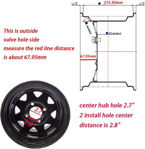 ATV RTV 12x8.5 حافة العجلات للحديقة جرارات جزازة العشب 12 × 8.5 4/4 4 ثقوب 4 بوصة دائرة الظهر in Kuwait