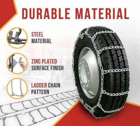 Mytee Products Truck Tire Chain Kit – (Set of 2) CAM Square Link Snow Tire Chain for 24.5" Tires, 14" Tire Chain Wrench (1Pc), 24" Aluminum Tire Chain Hanger with Locking Tread Lid (1Pc) in Saudi Arabia