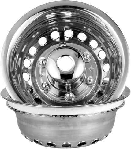 4pcs 17" Protective Polished Stainless Steel Dually Wheel Simulators Fit for 2003-2018 Dodge Ram 3500, 8 Lug 5 Hand Hole Bolt On Wheel Cover with Removable Centre Cap Hubcaps 708D in Saudi Arabia