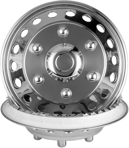 4pcs 17" Protective Polished Stainless Steel Dually Wheel Simulators Fit for 2003-2018 Dodge Ram 3500, 8 Lug 5 Hand Hole Bolt On Wheel Cover with Removable Centre Cap Hubcaps 708D in Saudi Arabia