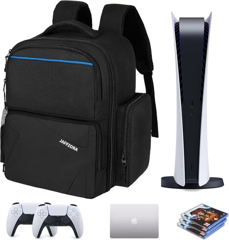 حقيبة سفر متوافقة مع Xbox One/Xbox One X/Xbox One S/PS5/PS4/PS4 Pro/PS4 Slim، حقيبة حمل تناسب أجهزة الكمبيوتر المحمول وملحقات الألعاب مقاس 15.6 بوصة، حقيبة ظهر محمولة للسفر، رمادي in Kuwait