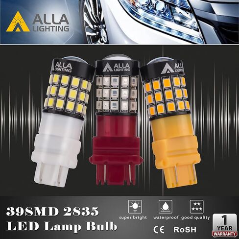 ALLA LIGHTING T25 3156 3157 LED إشارة الدوران ، عكس الاحتياط ، أضواء ذيل الفرامل ، فائقة 2835-SMDS (أحمر) in Kuwait