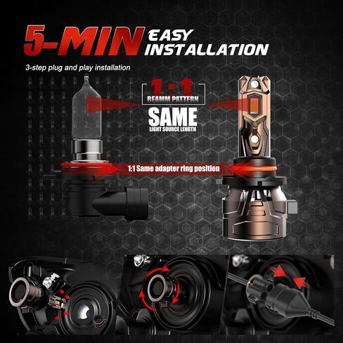 Upgraded H11/H9/H8/H16 Light Bulbs, 36000LM Super Bright 6500K 800% Brighter, Plug and Play Quick Installation, IP68, Long Service Life with Cooling Fan (Pack of 2) in Saudi Arabia