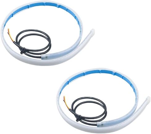 2PCS 24 Inch Car LED Strip Lights, Flexible DRL Daytime Running Lights, Waterproof Dual Color Sequentially Flow Turn Signal Light, LED Headlight Strips for Car Decorations (White/Yellow) in Saudi Arabia