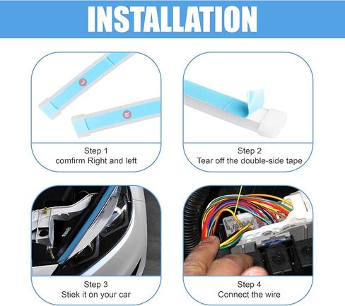 2PCS 24 Inch Car LED Strip Lights, Flexible DRL Daytime Running Lights, Waterproof Dual Color Sequentially Flow Turn Signal Light, LED Headlight Strips for Car Decorations (White/Yellow) in Saudi Arabia