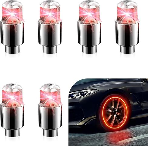 6 PCS Tire Valve Stem Lights, Waterproof & Leakproof Vibration-sensing Luminous Air Caps Cover, for Vehicle Decoration And Night Visibility, Universal for Cars Bikes Motorcycles (Blue) in Kuwait