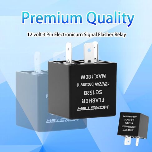 تعرف السيارة بدوران إشارة الإشارة SG152B ، أسود ، 12 فولت/24V عالمي ، غير مستقطب من 3 أسنان LED إلكترونية ، 0.02A-20A ، ترحيل فلاش المصباح LED ، ضوء تحذير من المخاطر الثابتة ، ضوء فلاش سوبر in Saudi Arabia