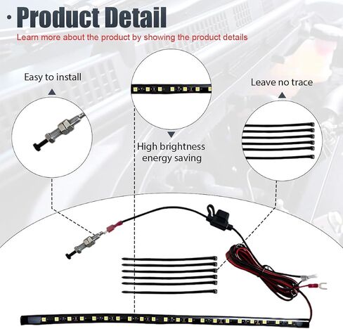 Car Under Hood LED Light Kit, 12V Waterproof Car Under Hood Work Inspection Lights, Automatic On/Off Vehicle LED Strip, Universal Auto Lights Bars for Cars, Trucks, SUVs (5050) in Saudi Arabia