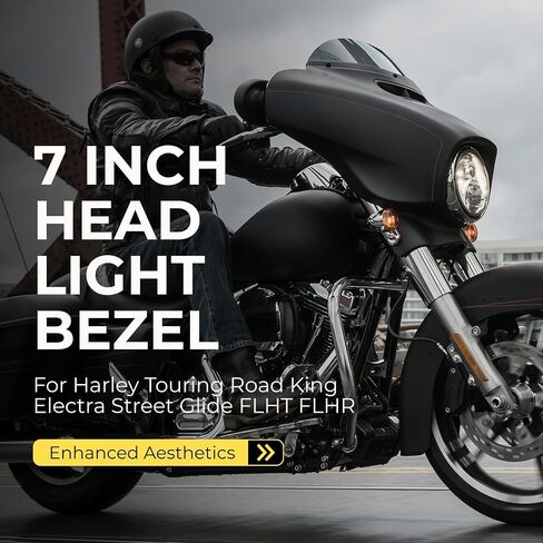 7" Headlight Head Light Bezel Headlamp Decorate Trim Ring Cover for Harley Touring Road King Electra Glide Street Glide FLHT FLHR in Saudi Arabia