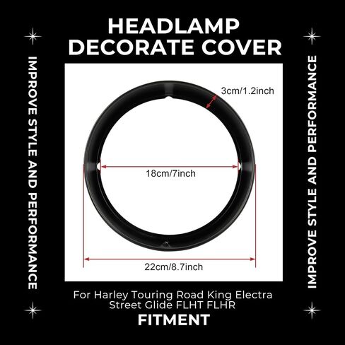 7" Headlight Head Light Bezel Headlamp Decorate Trim Ring Cover for Harley Touring Road King Electra Glide Street Glide FLHT FLHR in Saudi Arabia