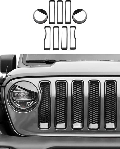 Angry Eyes Headlight Covers & Grill Inserts Trim Kit for 2018-2024+ Jeep Wrangler JL/Gladiator JT Unlimited/Rubicon/Overland/Sahara/High Altitude/4xe/392/Mojave/Farout in Saudi Arabia