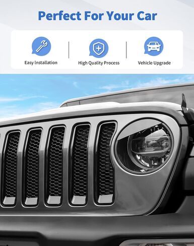 Angry Eyes Headlight Covers & Grill Inserts Trim Kit for 2018-2024+ Jeep Wrangler JL/Gladiator JT Unlimited/Rubicon/Overland/Sahara/High Altitude/4xe/392/Mojave/Farout in Saudi Arabia