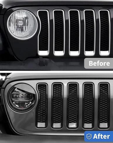 Angry Eyes Headlight Covers & Grill Inserts Trim Kit for 2018-2024+ Jeep Wrangler JL/Gladiator JT Unlimited/Rubicon/Overland/Sahara/High Altitude/4xe/392/Mojave/Farout in Saudi Arabia