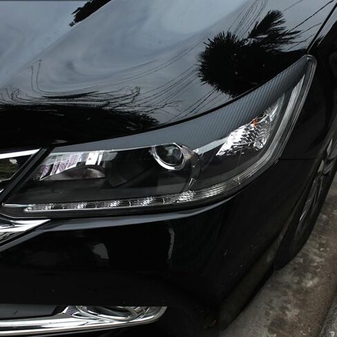 Front Headlights Eyelid Sticker Carbon Fiber Style 2PCS Compatible with Honda Accord 2008-2015 Car Headlight Eyebrow Cover Decal Trim Sticker (for Honda Accord 2008-2012 | Carbon Fiber Style) in Saudi Arabia