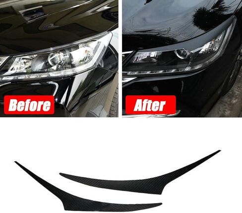 Front Headlights Eyelid Sticker Carbon Fiber Style 2PCS Compatible with Honda Accord 2008-2015 Car Headlight Eyebrow Cover Decal Trim Sticker (for Honda Accord 2008-2012 | Carbon Fiber Style) in Saudi Arabia