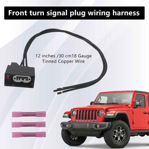 Premium Front Turn Signal Light Wiring Harness (2Pcs) for Jeep, Fits for 2007-2018 Wrangler JK, Replaces OE# 68065016AB Plug in Saudi Arabia