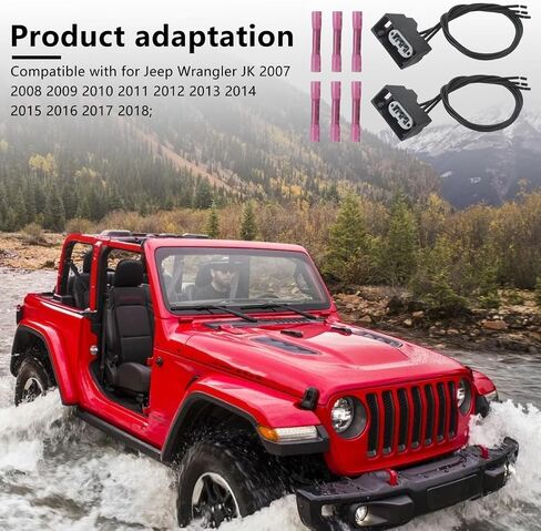 Premium Front Turn Signal Light Wiring Harness (2Pcs) for Jeep, Fits for 2007-2018 Wrangler JK, Replaces OE# 68065016AB Plug in Saudi Arabia