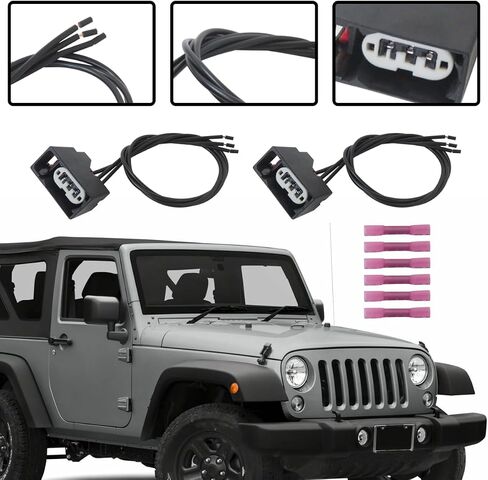 Premium Front Turn Signal Light Wiring Harness (2Pcs) for Jeep, Fits for 2007-2018 Wrangler JK, Replaces OE# 68065016AB Plug in Saudi Arabia