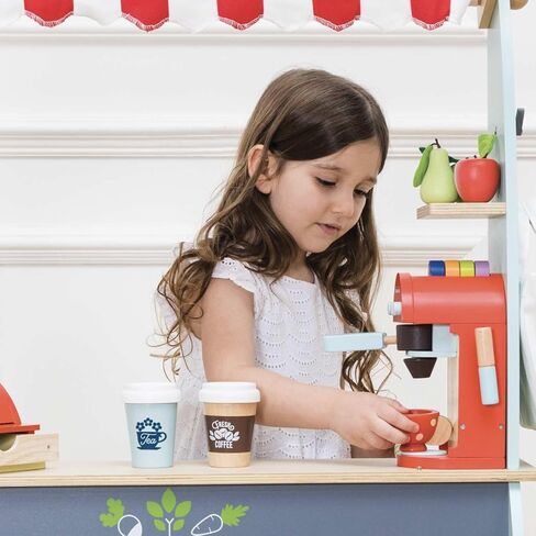 Le Toy Van - Honeybake Premium Wooden Cafe Machine Set - Pretend Kitchen and Cafe Play Toy Set | Kids Role Play Toy Kitchen Accessories (TV299), Small in Kuwait
