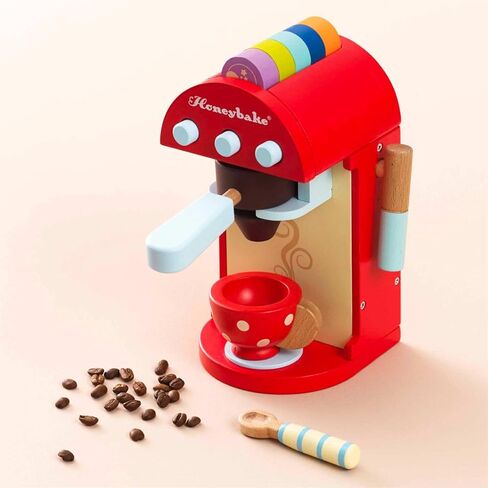 Le Toy Van - Honeybake Premium Wooden Cafe Machine Set - Pretend Kitchen and Cafe Play Toy Set | Kids Role Play Toy Kitchen Accessories (TV299), Small in Kuwait