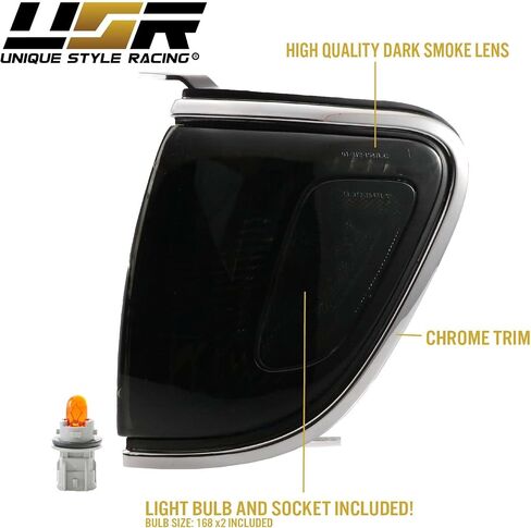 USR DEPO 01-04 Tacoma Corner Lights-Chrome TRIM LAMPS LAMPS LAMPS TET متوافقة مع شاحنة بيك آب Toyota Tacoma 2001-2004 جميع النماذج بما في ذلك PRERUNNER و TRD (عدسة واضحة ث/2 من مصابيح العنبر/المقبس) in Kuwait