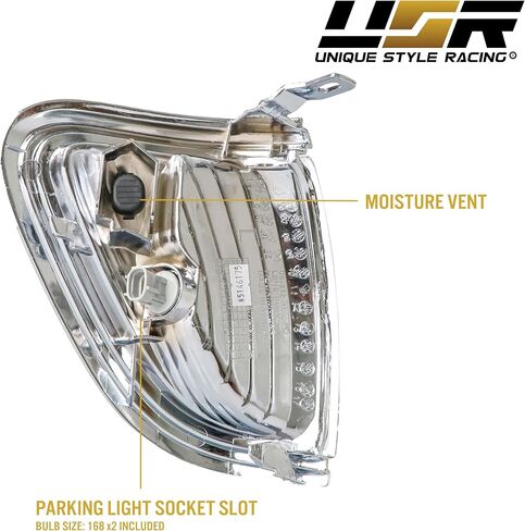 USR DEPO 01-04 Tacoma Corner Lights-Chrome TRIM LAMPS LAMPS LAMPS TET متوافقة مع شاحنة بيك آب Toyota Tacoma 2001-2004 جميع النماذج بما في ذلك PRERUNNER و TRD (عدسة واضحة ث/2 من مصابيح العنبر/المقبس) in Kuwait