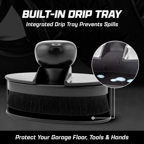Brug's Pro Tire Shine Applicator Brush, 4 Inch Wide Head, Soft Bristles with Stand in Saudi Arabia