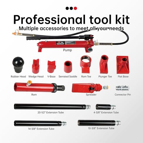 4 طن (سعة 8800 رطل) Porta Power Jack Hydraulic RAM Auto Auto Frame Replision مجموعة مجموعة ، 18 قطعة ، مع حافلة القالب ومراسلة in Kuwait
