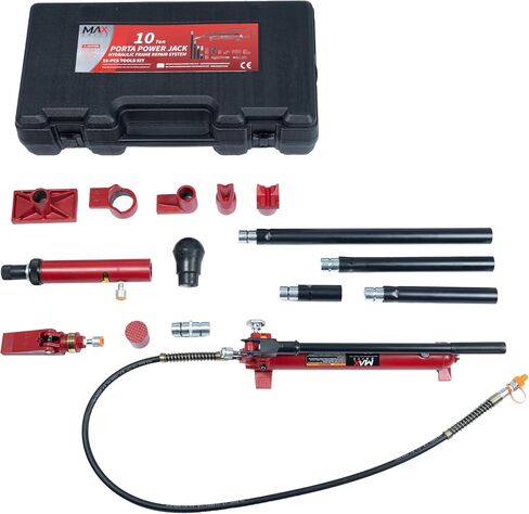 4 طن (سعة 8800 رطل) Porta Power Jack Hydraulic RAM Auto Auto Frame Replision مجموعة مجموعة ، 18 قطعة ، مع حافلة القالب ومراسلة in Kuwait