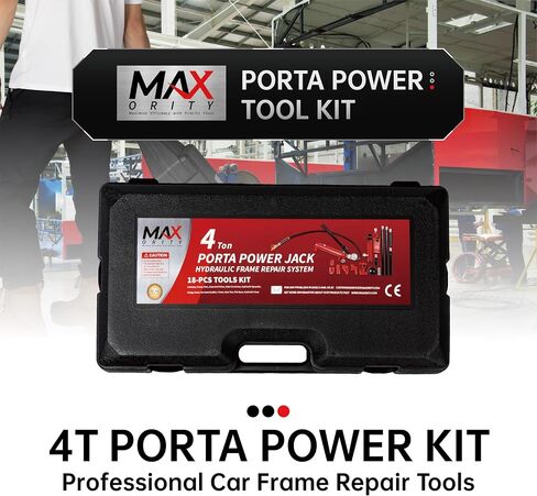 4 طن (سعة 8800 رطل) Porta Power Jack Hydraulic RAM Auto Auto Frame Replision مجموعة مجموعة ، 18 قطعة ، مع حافلة القالب ومراسلة in Kuwait